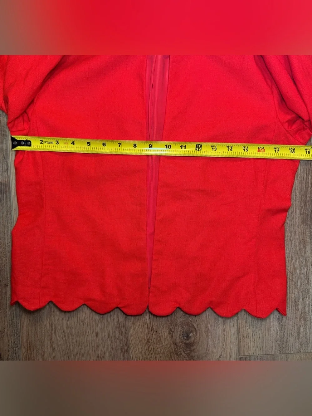 J.Crew Red Linen Blend Scallop Hem Jacket Blazer Small Preppy Holiday Workwear
